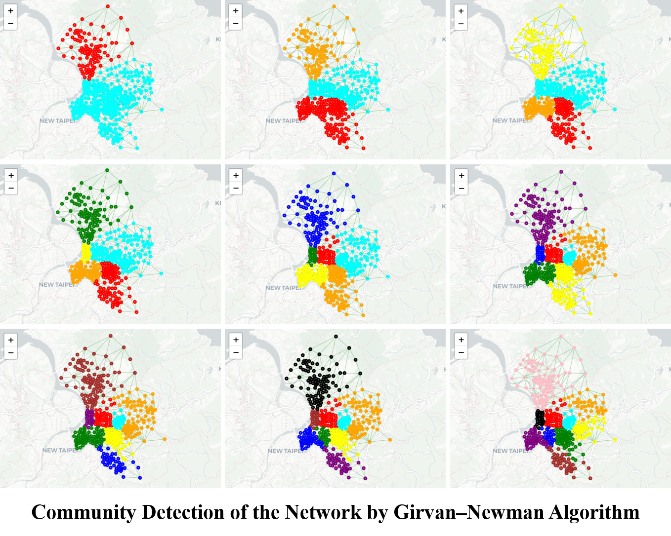 Community detection of Taipei transportation network